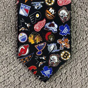 Vintage 90s NHL Team Logos Necktie Tie Hockey Bruins Maple Leafs Oilers Flames